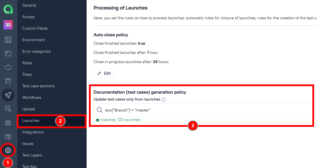 Launch documentation generation policy settings