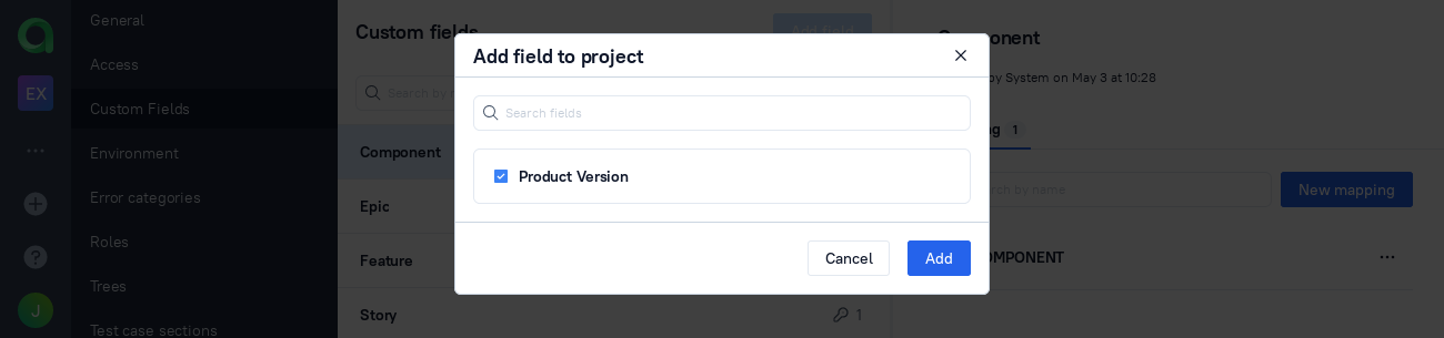 Adding a custom field to a project