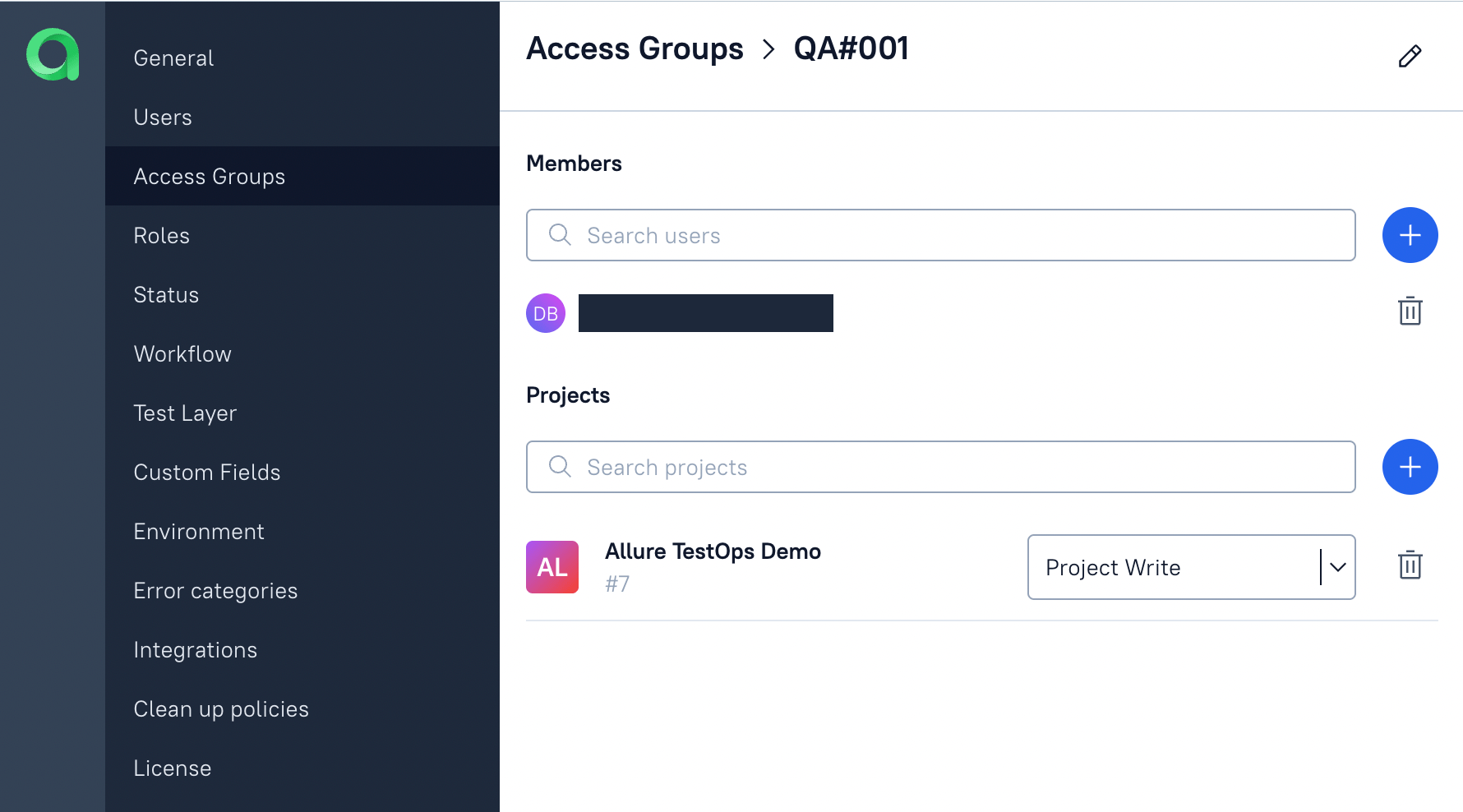 Adding project to group