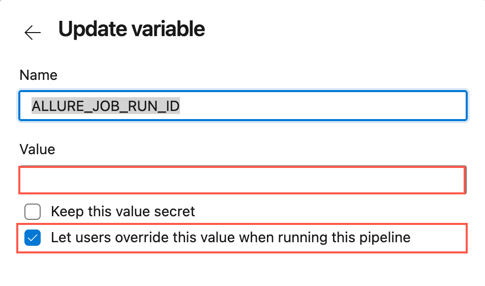 Setting ALLURE_JOB_RUN_ID service variable in Azure pipeline