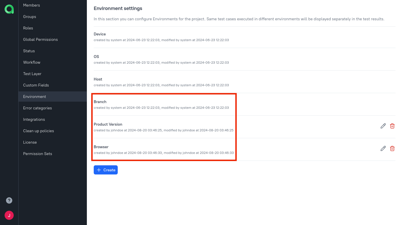 Environment variable names are added in the Administration settings.