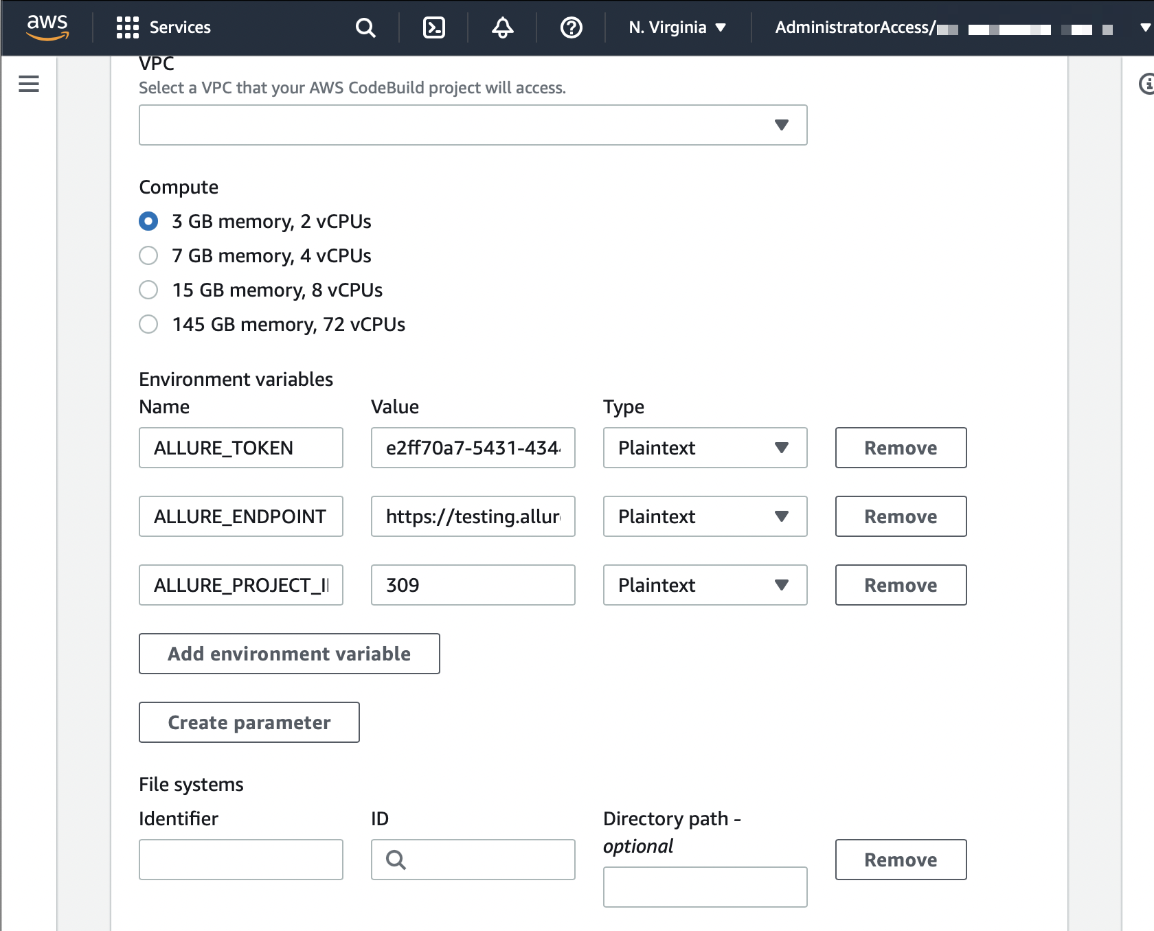 Multiple environment variables can be specified in the dialog.