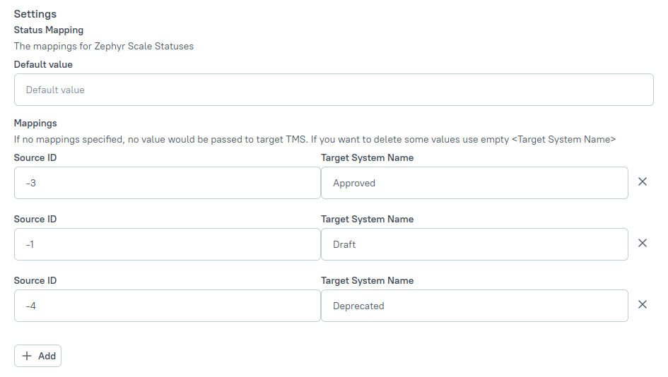 Multiple rows can be added, each one with a Source ID and a Target System Name.