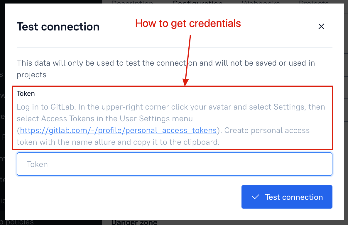Credentials to be provided one time for test only