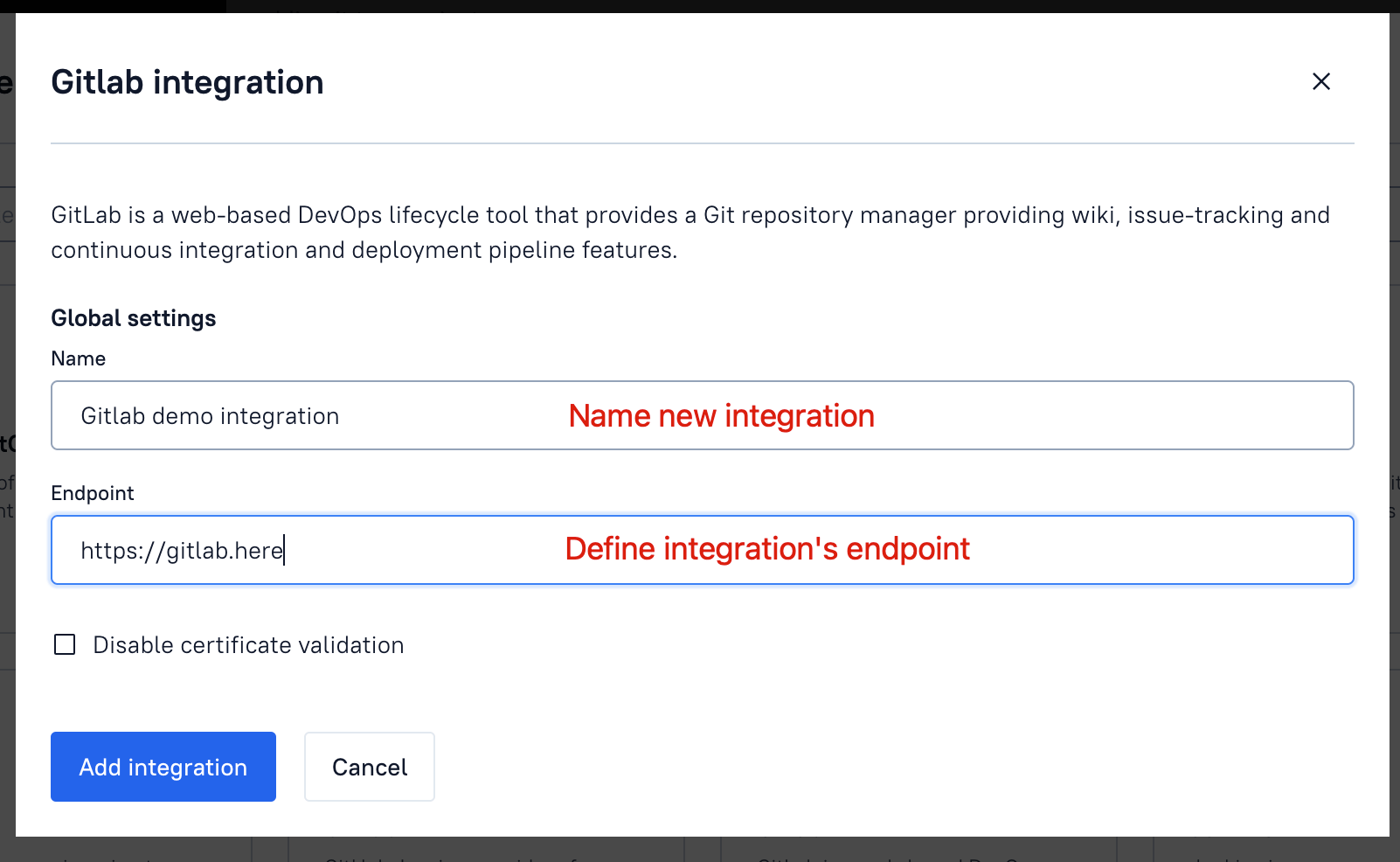 Add certain integration type