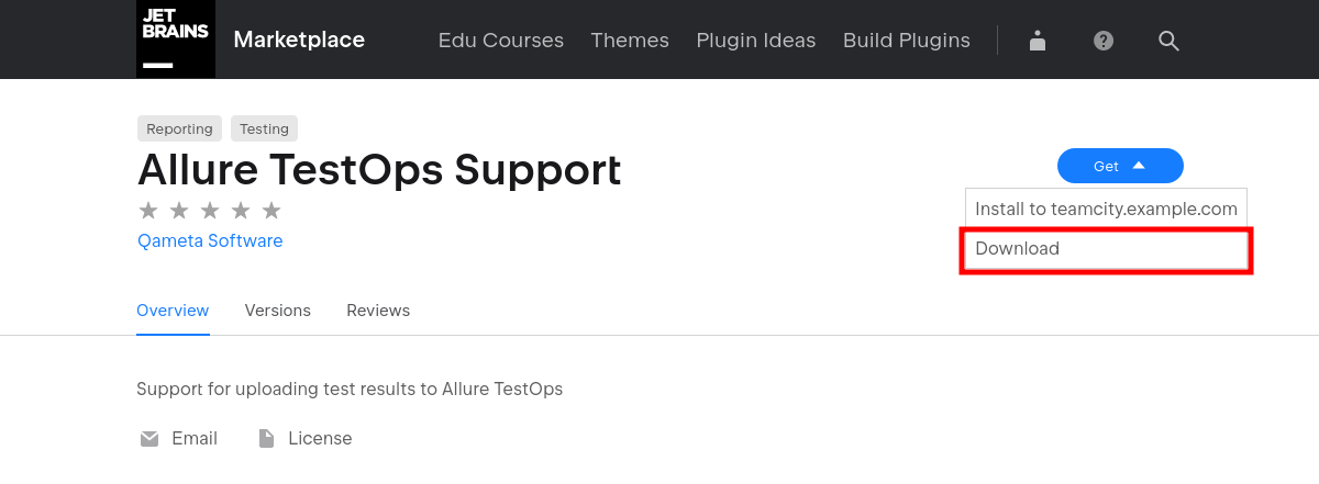 Downloading the Allure Testops plugin as a file