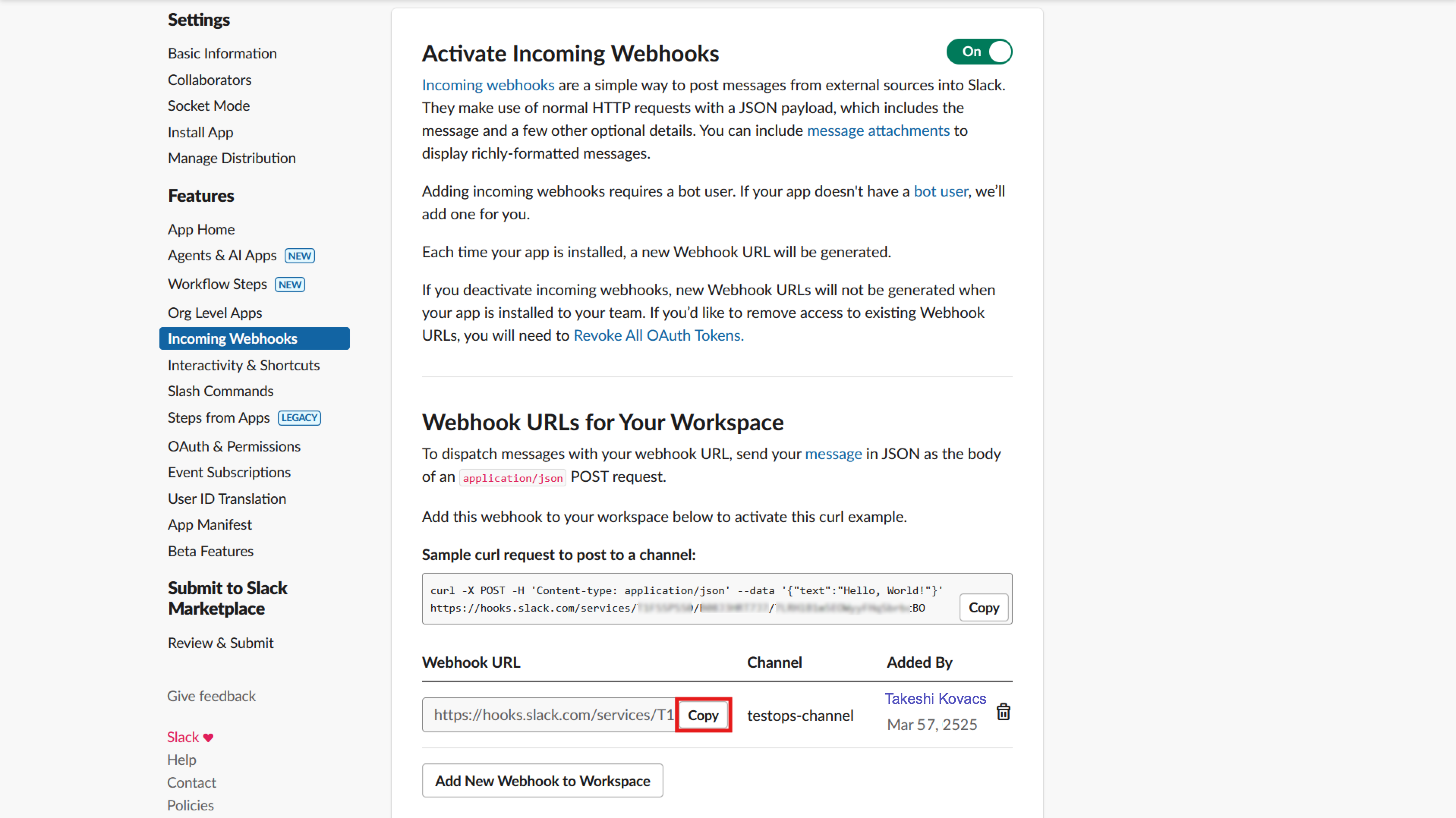 Webhook URL