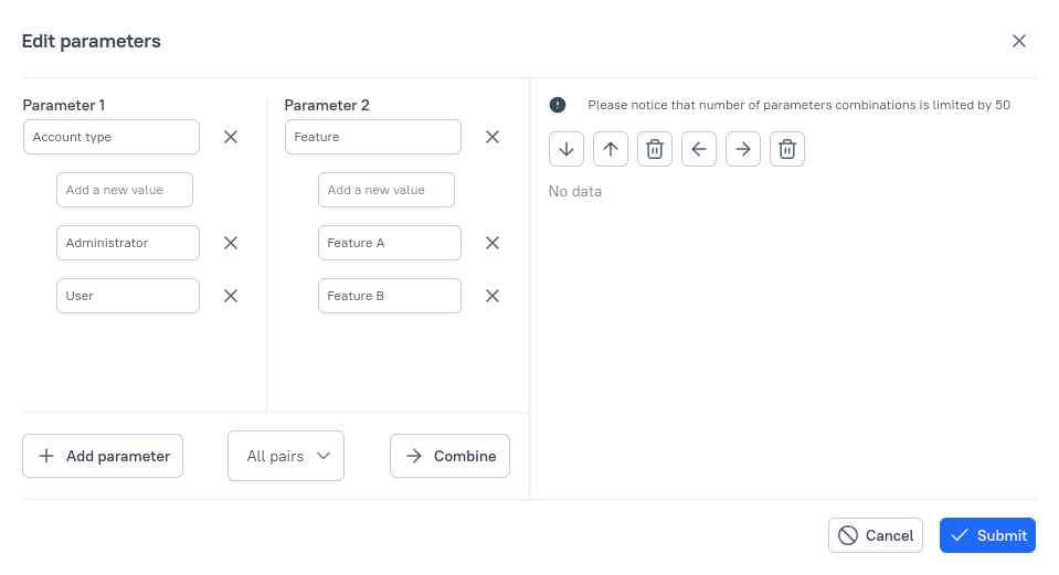 Multiple parameters can be added.