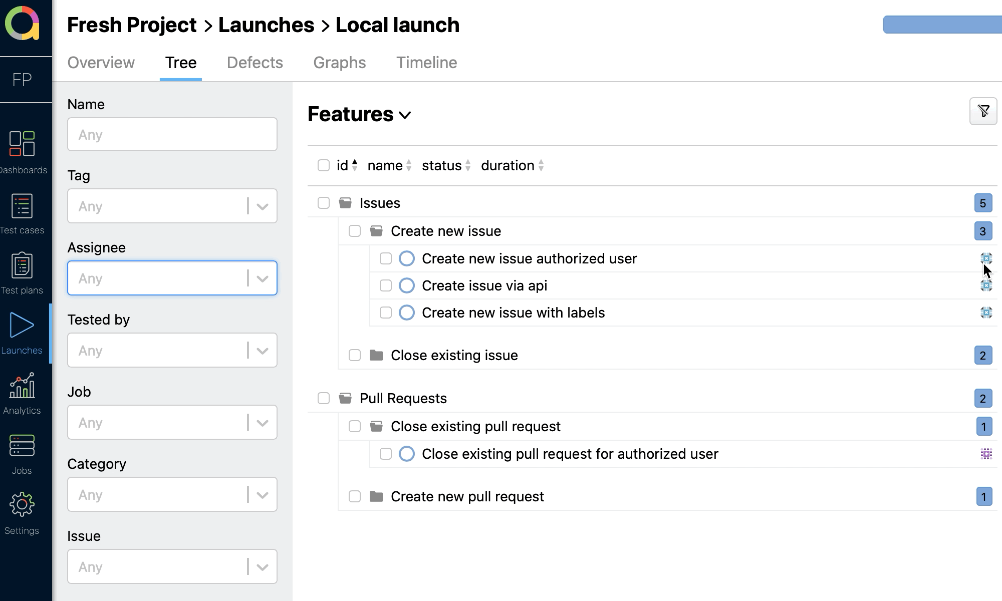 Assignee filter