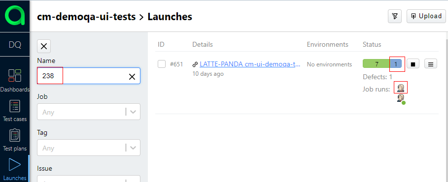 Rerun progress in Launches section