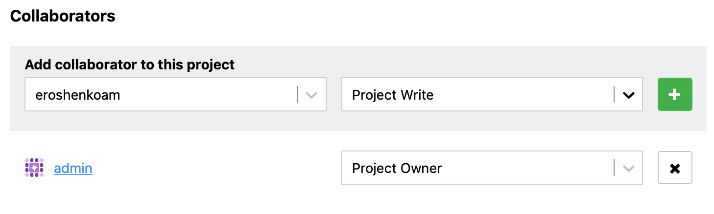 Selected collaborator project access