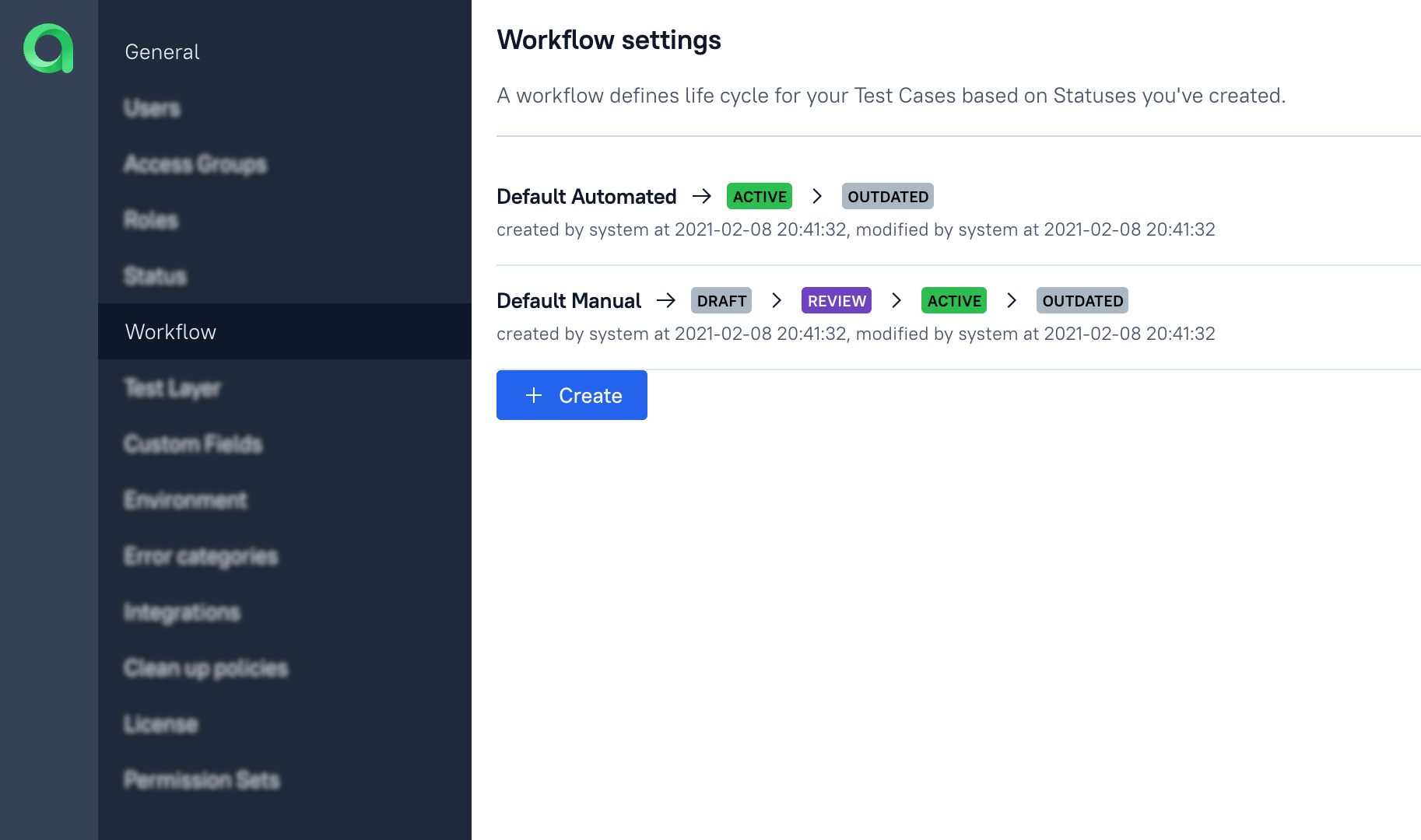 Available workflows